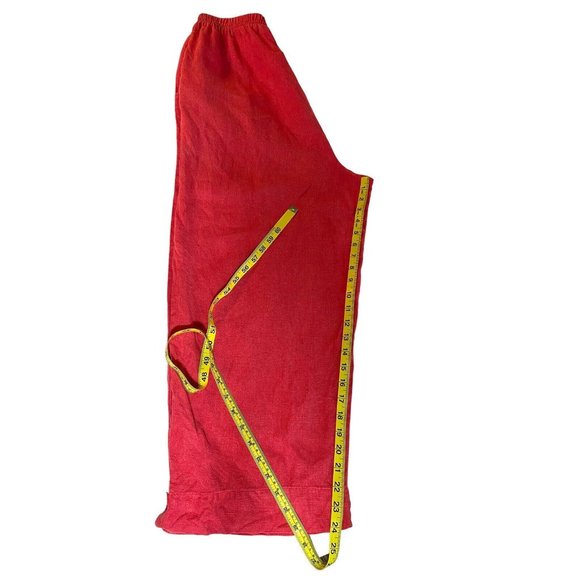 💥Vintage Willow 100% Linen Pants Women's Size Large Red Lagenlook Wide Leg Crop - Picture 12 of 12